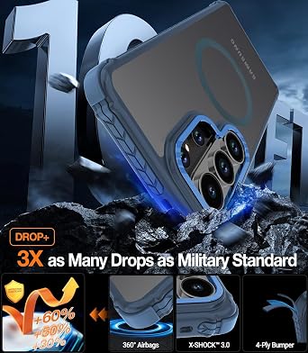 DEERLAMN Strong Magnetic Case for Samsung Galaxy S26 Ultra 6.9-Inch,[Compatible with Magsafe][Military Grade Drop Protection] Translucent Matte Shockproof Protective Phone Cover, Frosted Blue