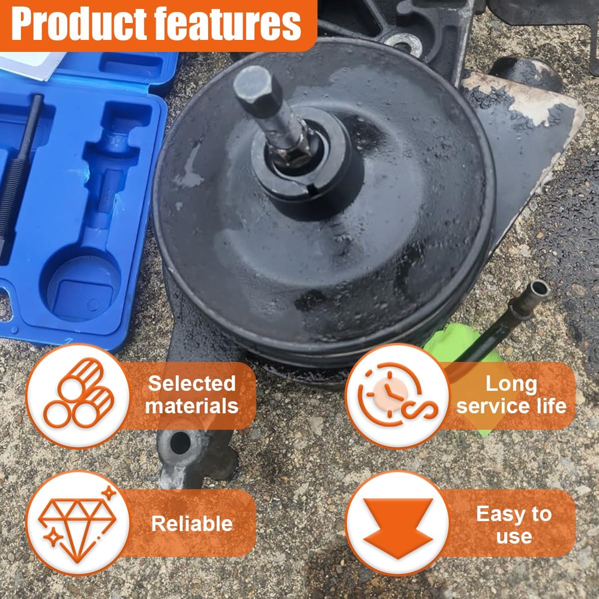 Power Steering Pump Pulley Puller Installer Tool, Carbon Steel Heavy-Duty Pumps Pulley Remover Set, Portable Disconnect Tool Kit for Most Vehicles (Blue)