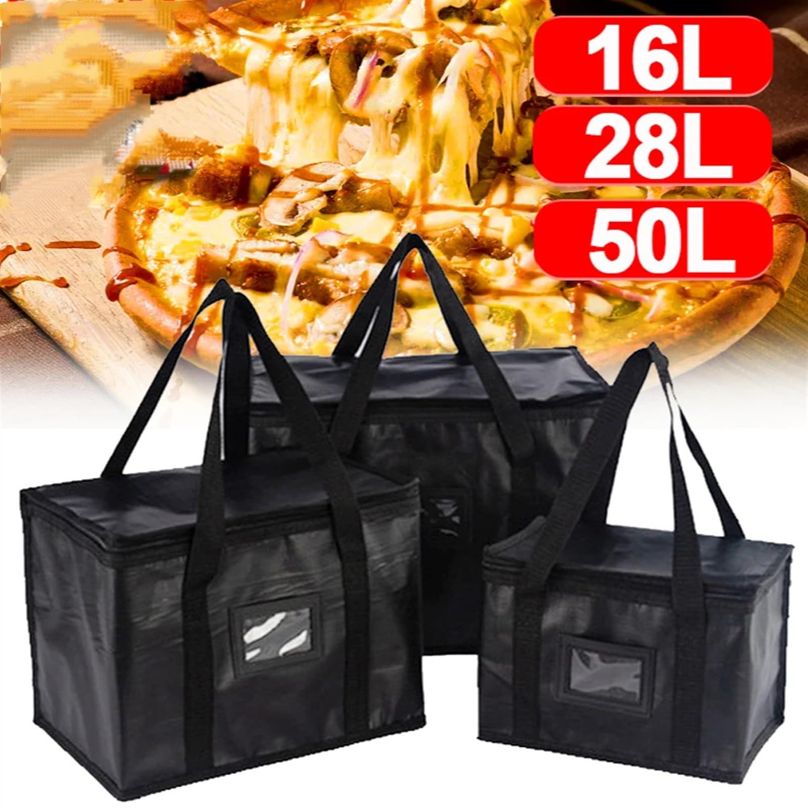 Borsa Termica, Borsa Termica Grande Pizza 16L/28L, borsa termica Uso apto para picnic, scatola Uso apto para il pranzo isolata, pieghevole, impacco di ghiaccio, borsa termica Uso apto para alimenti po