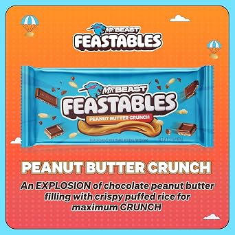 MrBeast Feastables Peanut Butter Lover Combo Pack, King Size Crunch Bars & Peanut Butter Cups, 34 Count, Chocolate Candy Assortment, Fairtrade Cocoa