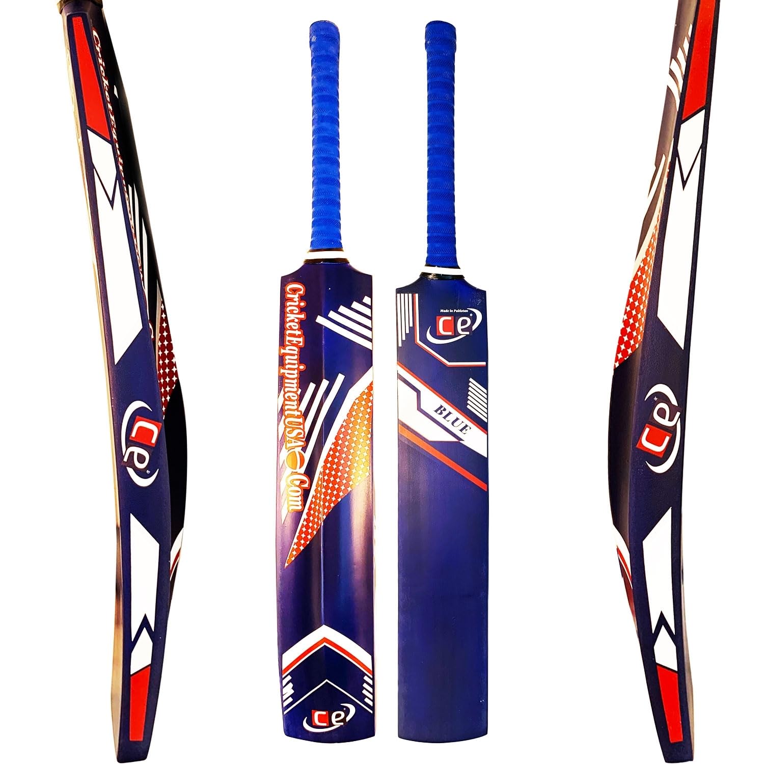 Tape Tennis Ball Cricket Bat Painted Wood Blue & Reflex Lightweight Wooden Bat & Fiberglass Composite 2 LBS Pounds Cricket Bat Full Size Short Handle
