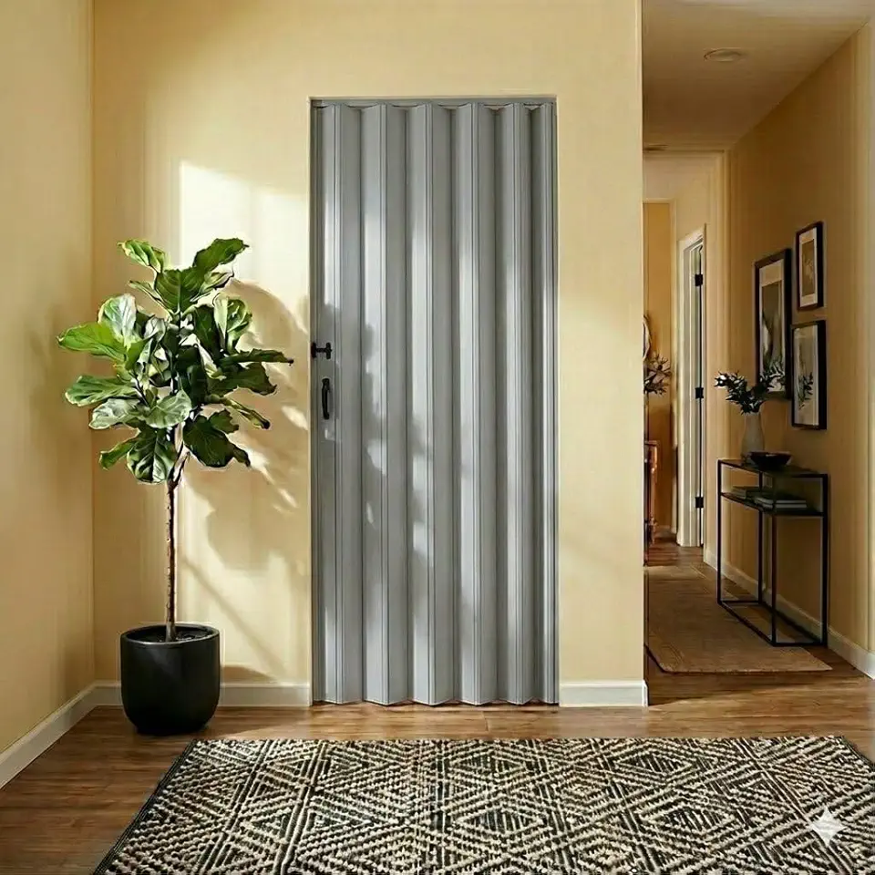 Porta Sanfonada de Pvc Belplast 100 X 210cm Cinza
