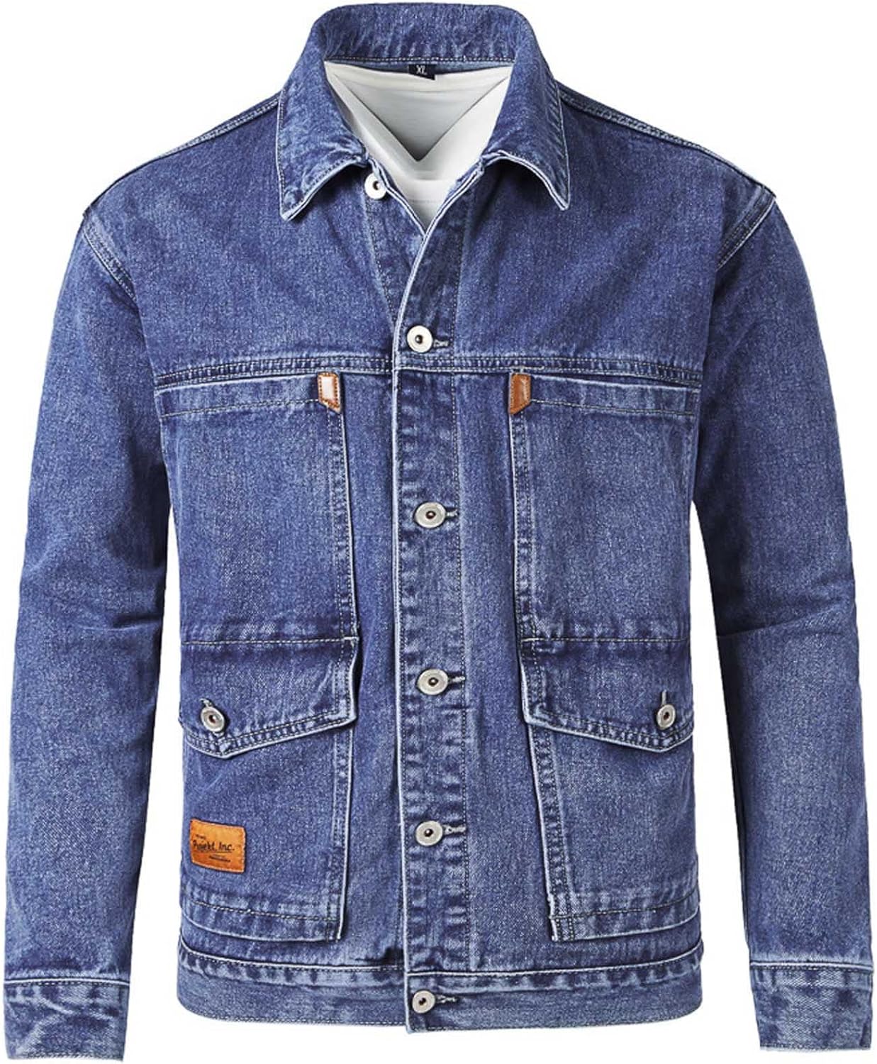 Denim Jacket Men Button down Jean Jackets Lapel Callor Classic Vintage Coat with Pockets Spring Fall Outwear Casual