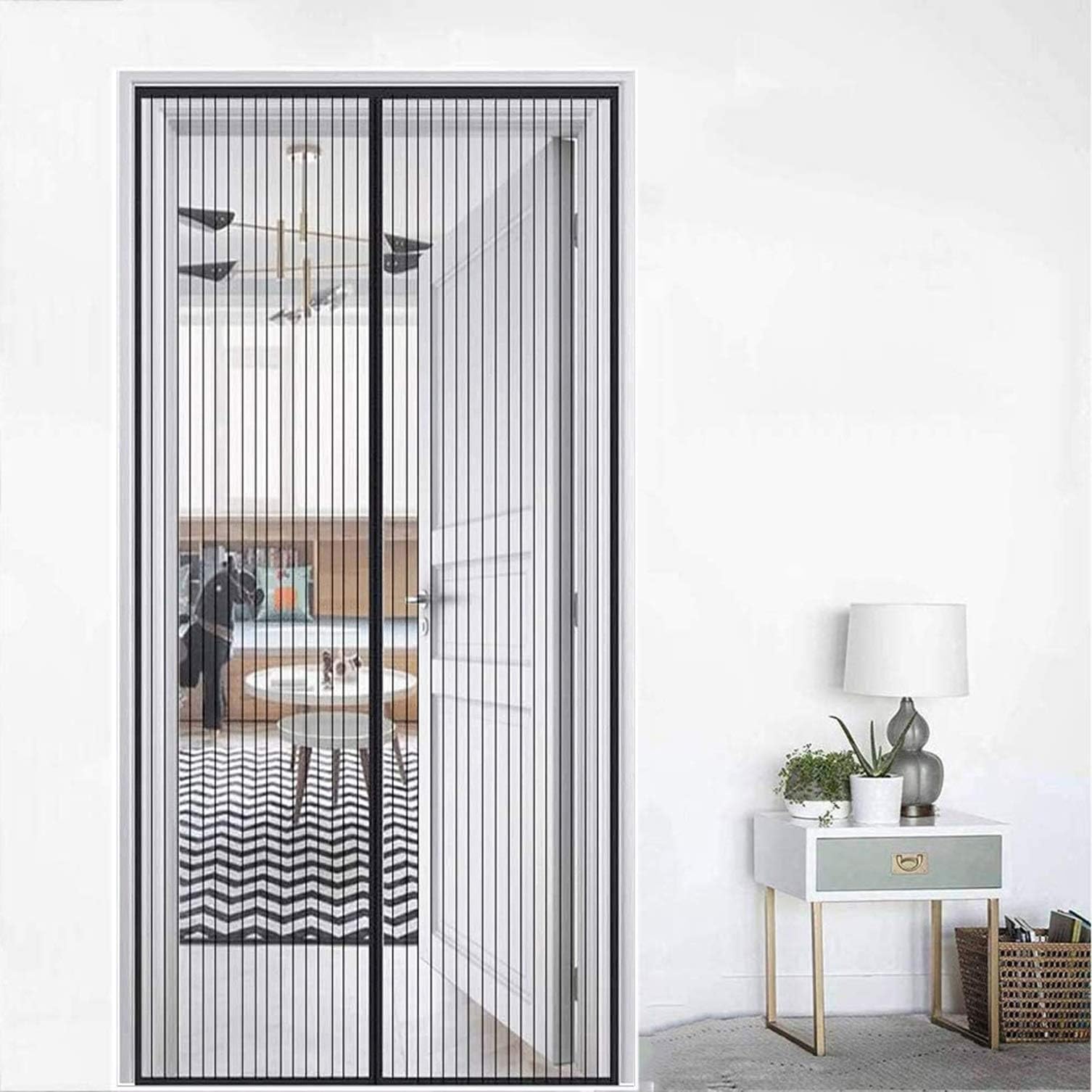 Aibingbao Mosquito Door Screen, 190x230cm with Enhanced Magnets Magnetic Mesh Screen Door Insects Out Mosquito Magnetic Screen Door for French Doors, Black