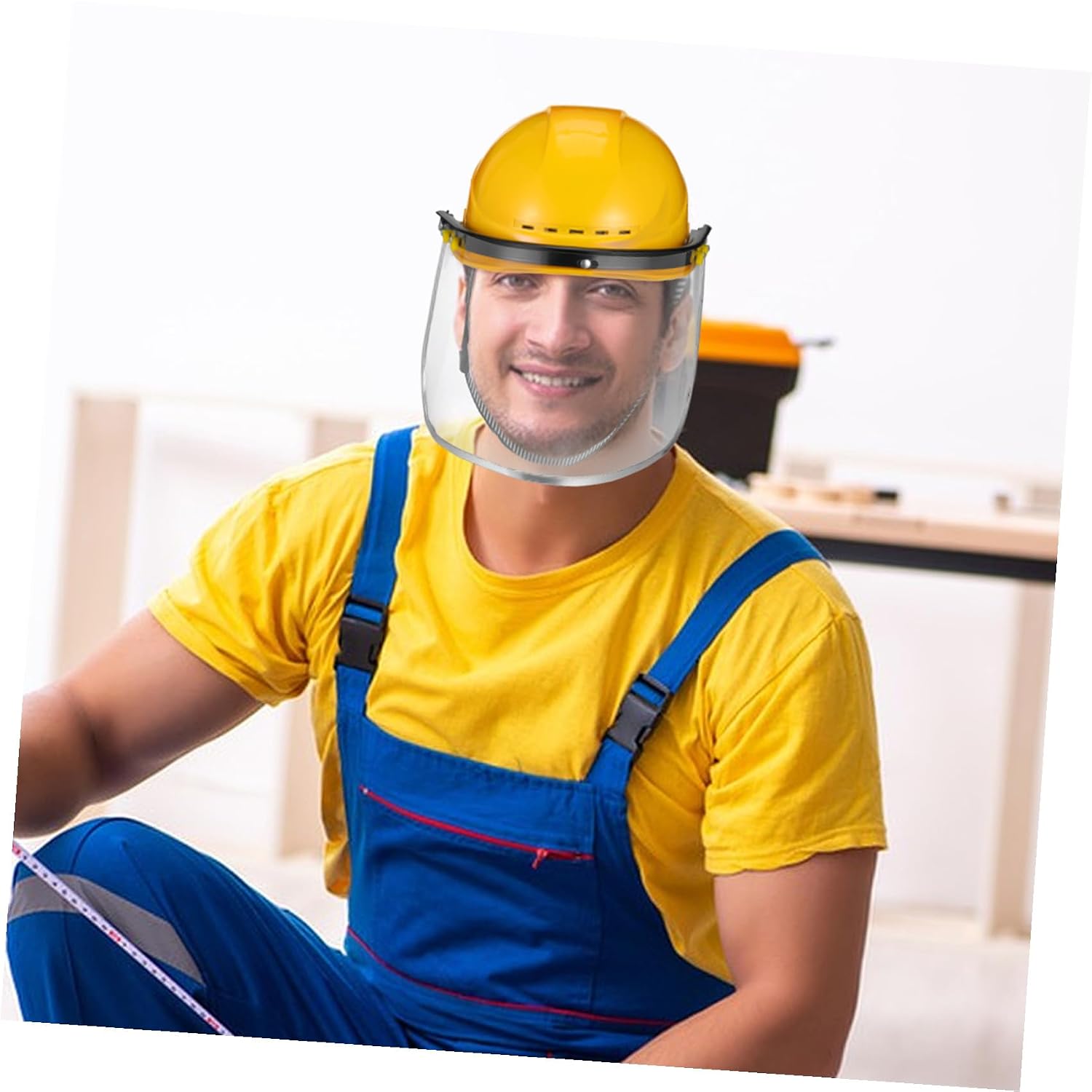Safety Face Shield Hard Hat Visor Attachment Thickened Protective Visor for Welding Grinding Polishing Anti-splash Construction Industrial Use Random Color