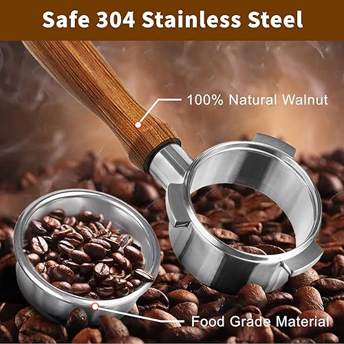 Miniatura 4 de Portafiltro sin fondo de 2.126 in para máquinas Breville Barista Express y Breville de 2.126 in, portafiltro profesional desnudo con cesta (acero