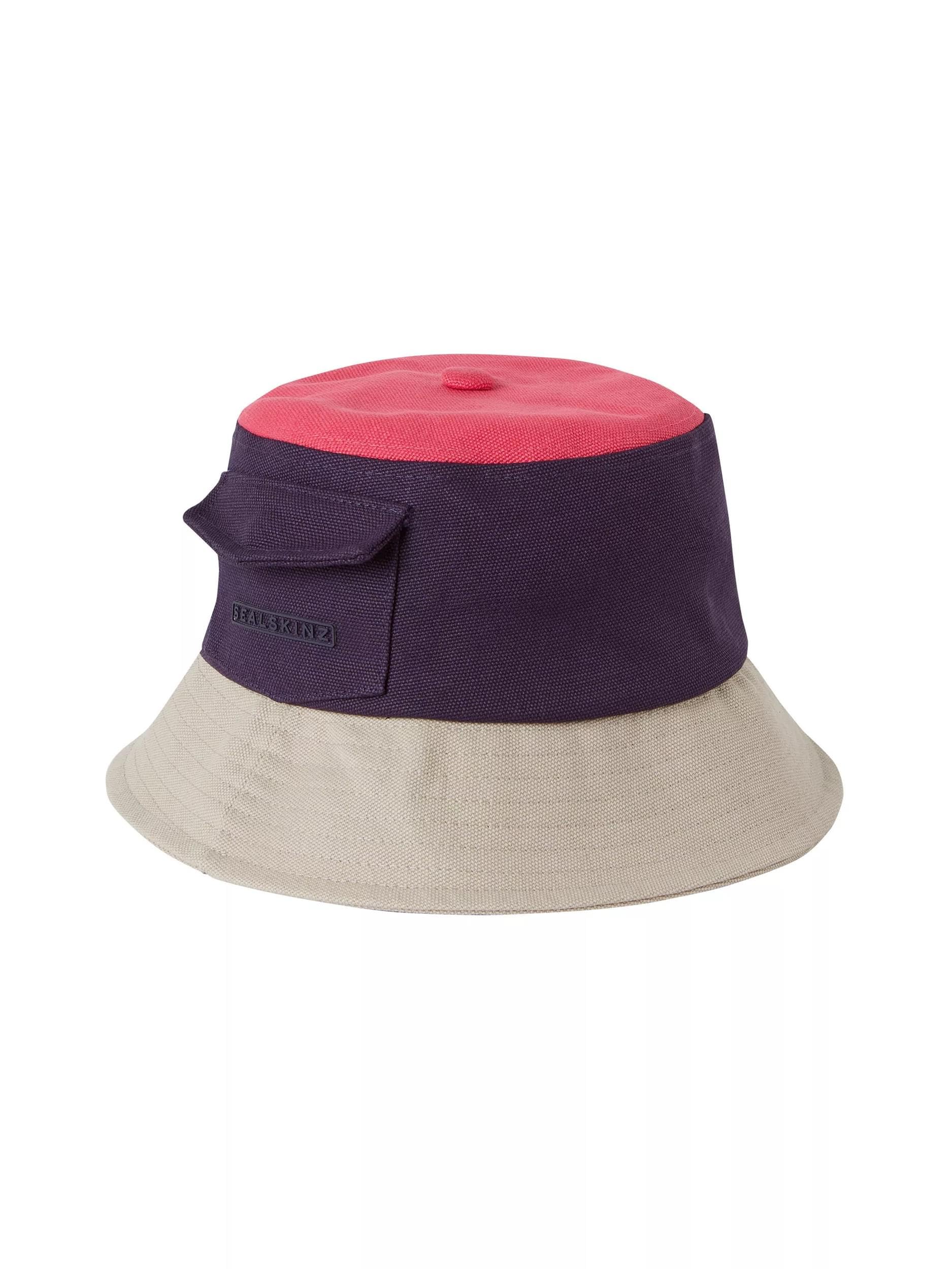 SEALSKINZ | Lynford | Waterproof Unisex Bucket Hat with Pocket | All Weather | UV Protection Navy/Pink
