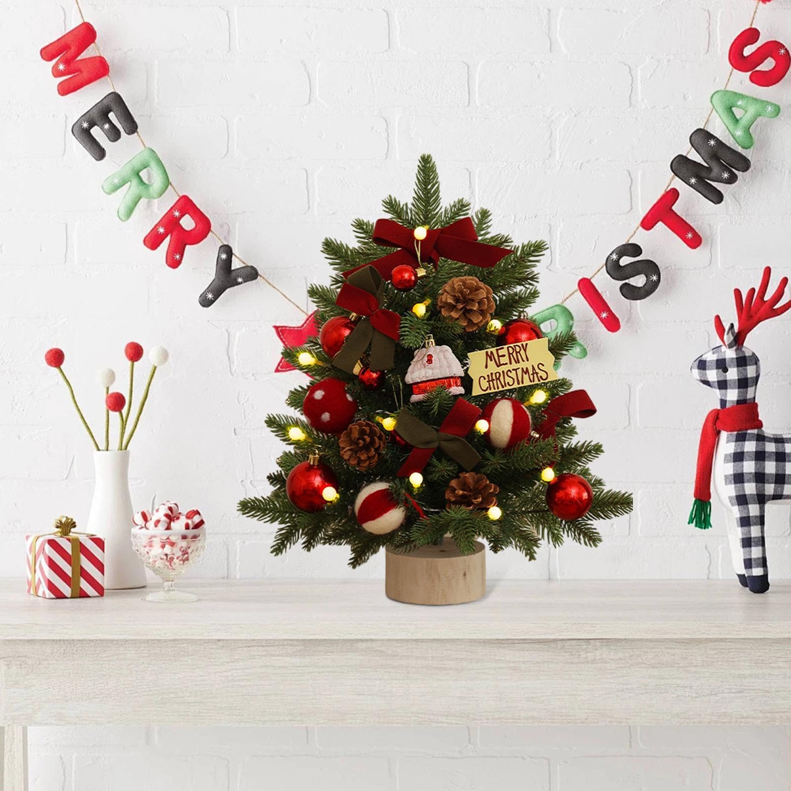 クリスマスツリー　卓上 Amazon.co.jp: 卓上クリスマスツリー、人工クリスマスツリー、18インチ