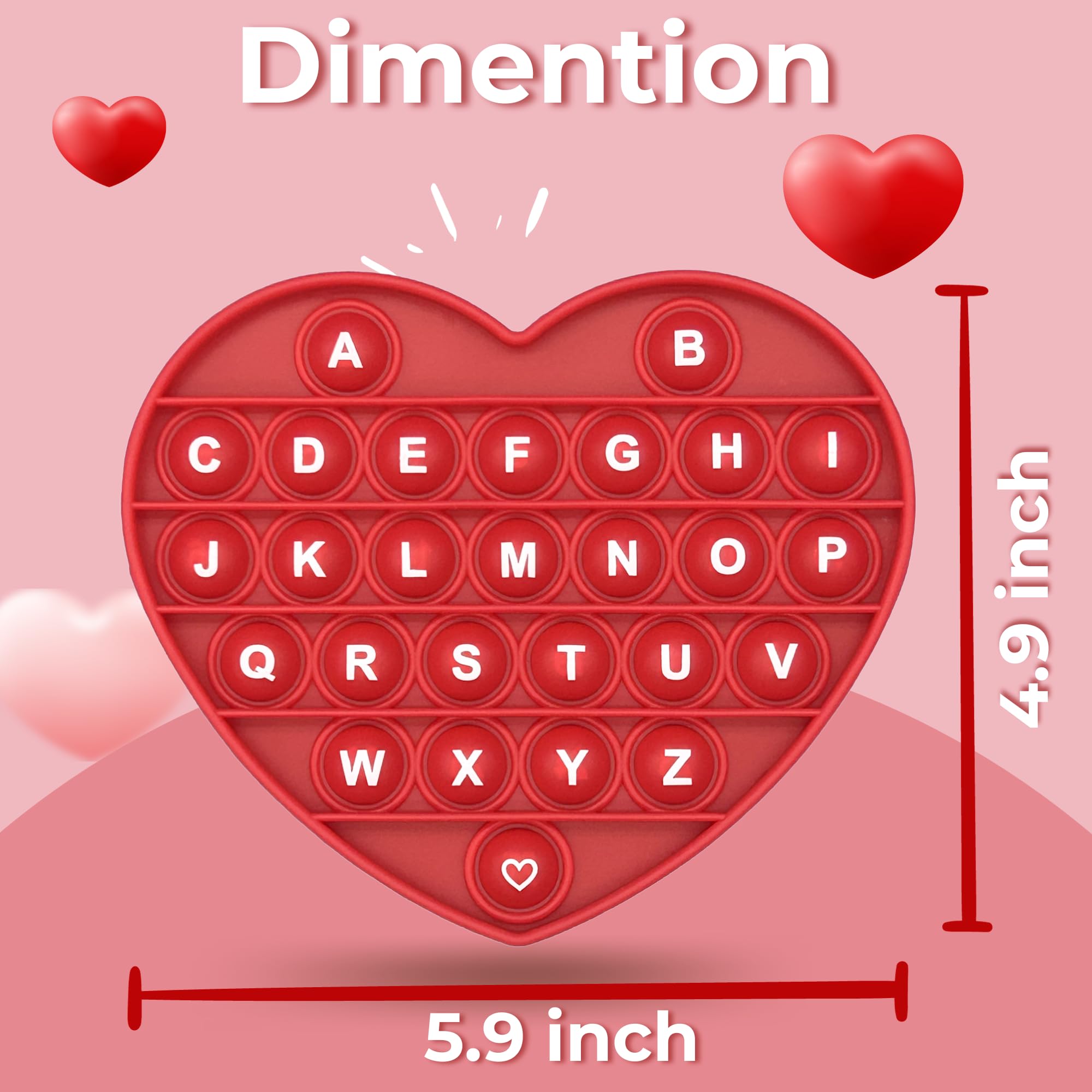 Amazon.com: PETBSNVB Red Heart Shaped Pop Bubble Valentines Fidget