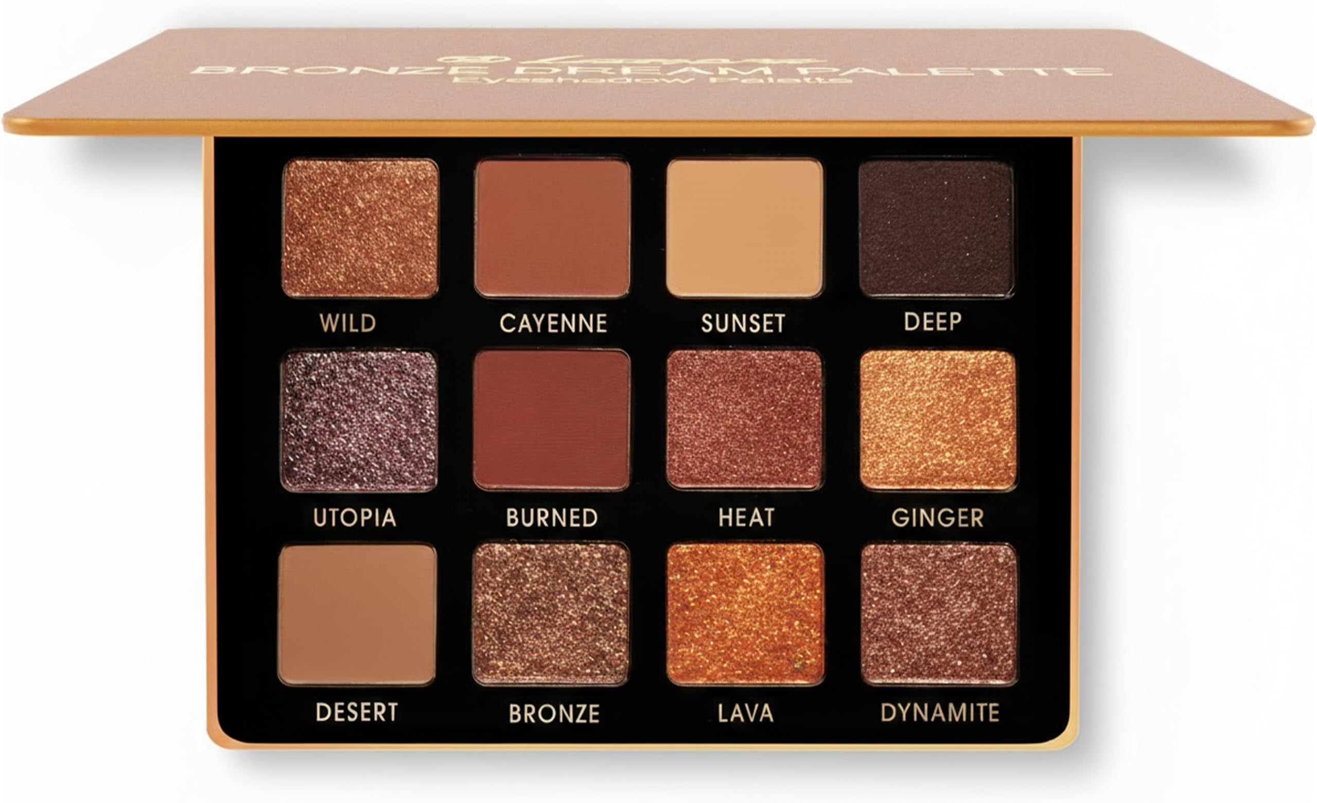 Lamora Bronze Eyeshadow Palette - 12 Soft Warm Brown Shadows, Multi-Use Eye Makeup Palette with Matte & Shimmer Finishes, Ultra-Blendable Everyday Neutrals, Long-lasting Wear Travel Makeup with Mirror