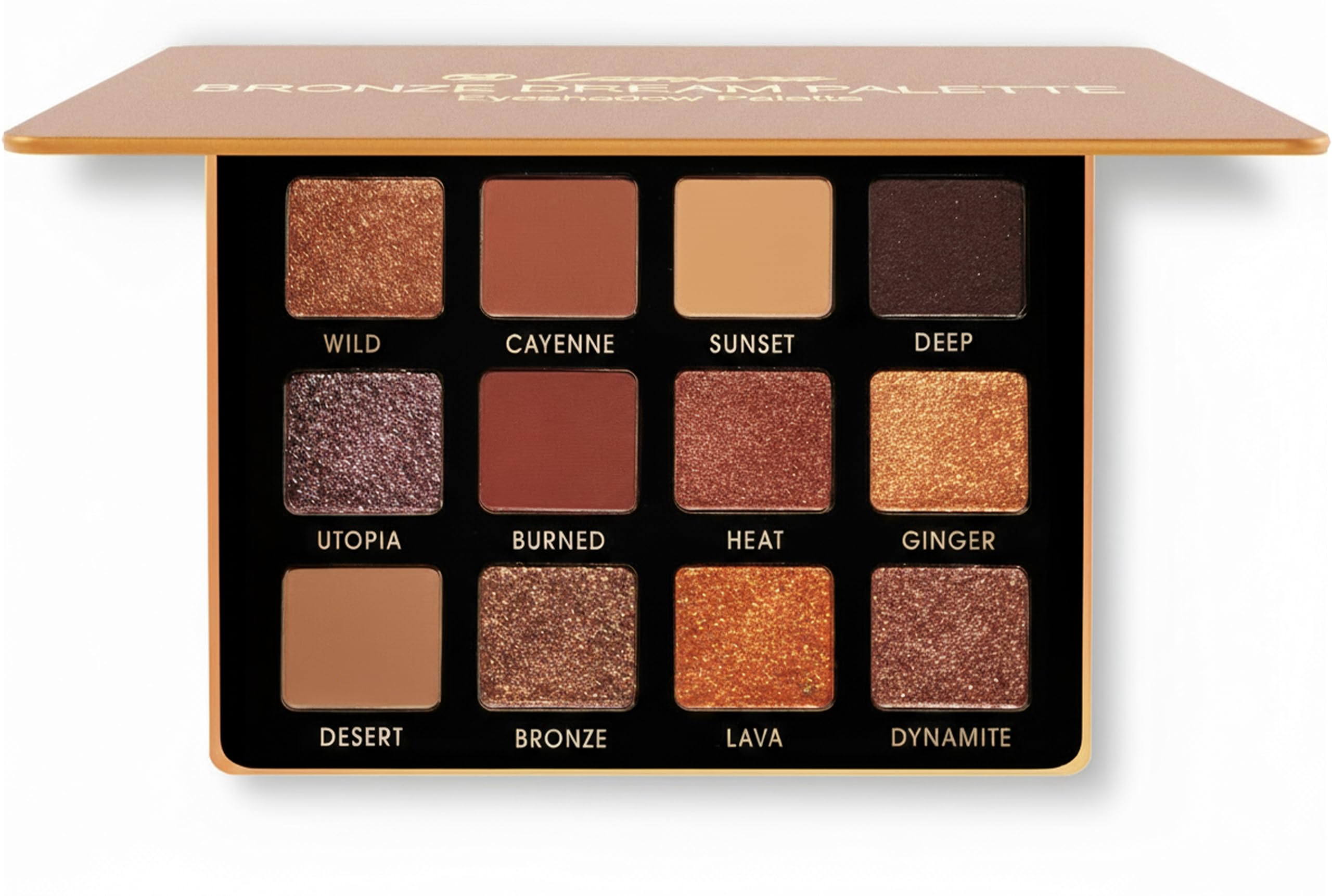 Lamora Bronze Eyeshadow Palette - 12 Soft Warm Brown Shadows, Multi-Use Eye Makeup Palette with Matte & Shimmer Finishes, Ultra-Blendable Everyday Neutrals, Long-lasting Wear Travel Makeup with Mirror
