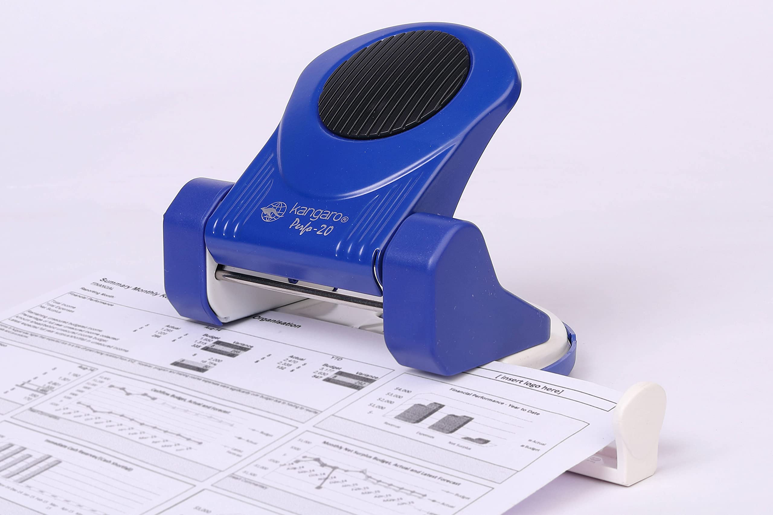 Kangaro Desk Essentials PERFO-20 2 Hole Heavy Duty Metal Paper Punch | Removable Chip Tray | 20 Sheets Capacity | Office Essentials | Pack of 1 | Color May Vary