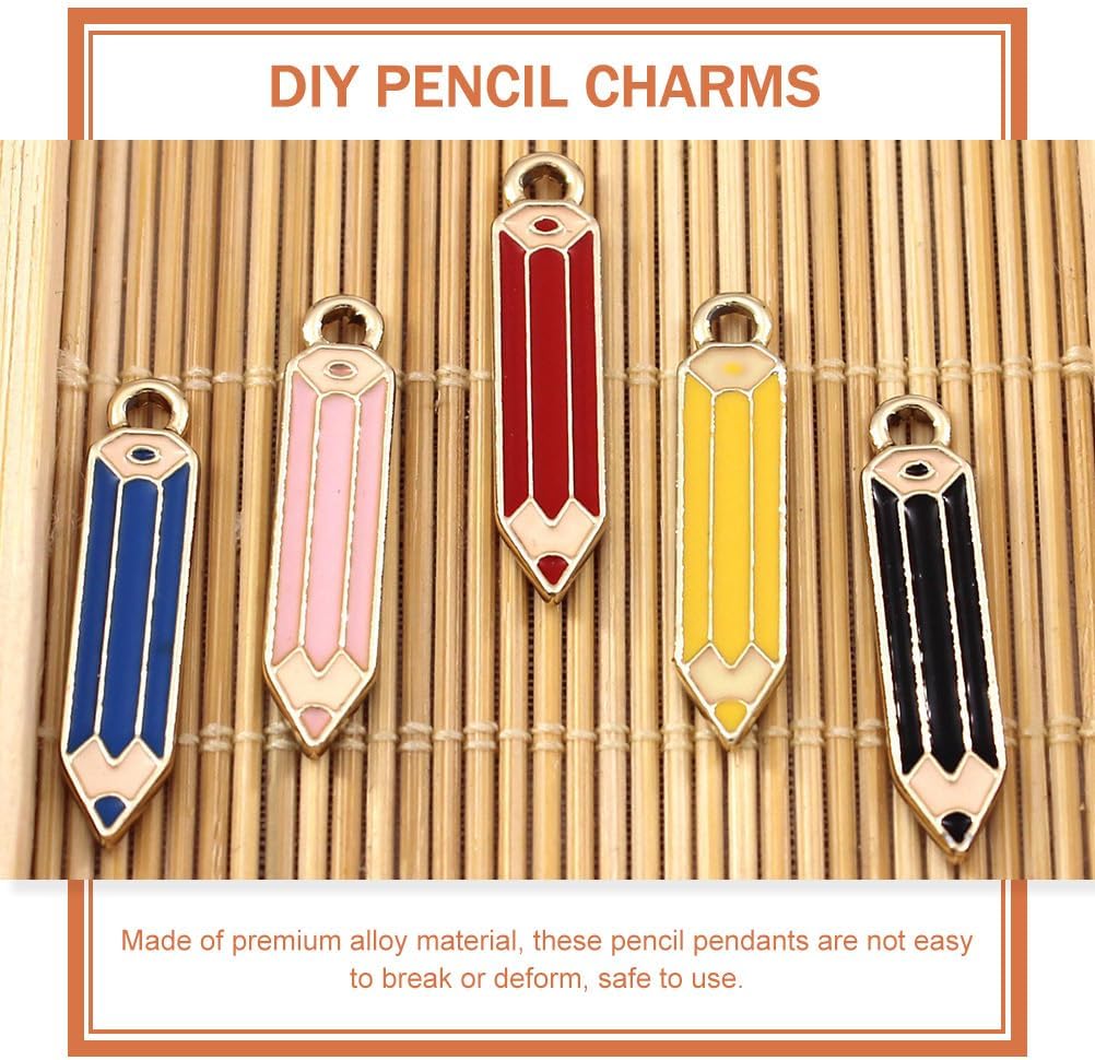 50Pcs Colored Pencil Charms 2.65In Alloy Crayon Pendants for Diy Jewelry Making Earrings Necklace Bracelet Keychain Accessories - Image 5