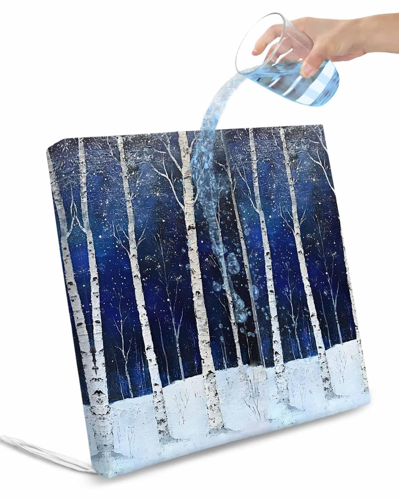 2 Pack Vintage Trees Waterproof Cushion Covers with Ties, Outdoor Patio Chaise Lounge Chair Seat Cushion Slip Covers Replacement(Only Cover) Abstract Night Forest Trunk Branch 22