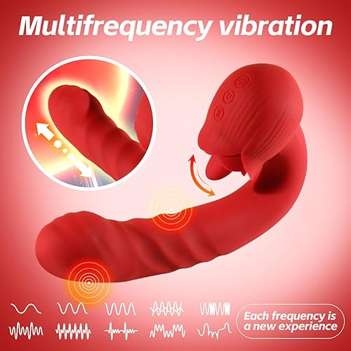 Miniatura 5 de Juguetes sexuales de 6 pulgadas con rosas para adultos, vibrador para lamer el clítoris, vibrador para lamer el clítoris, 10 vibraciones de empuje,