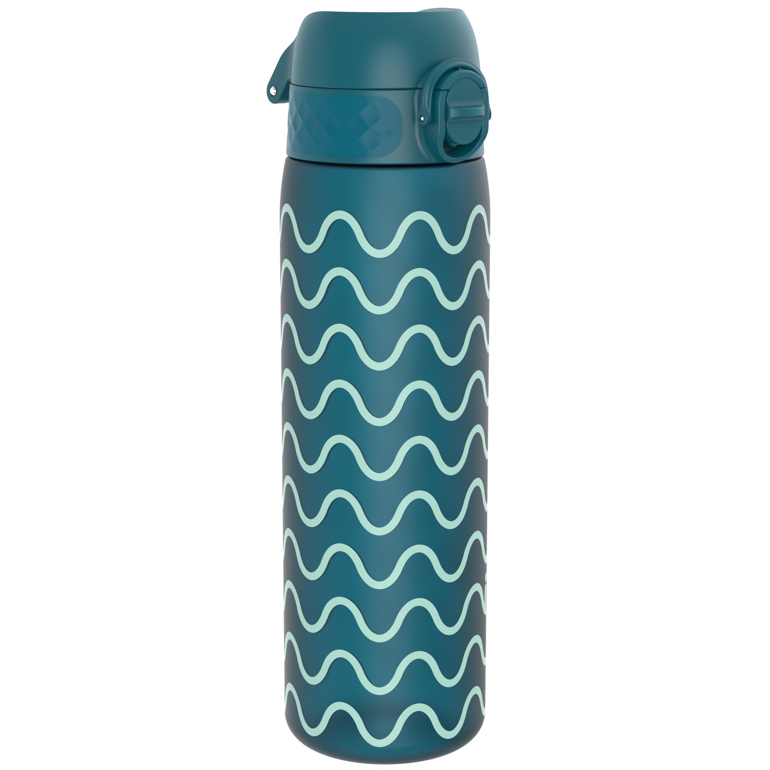 ion8 Trinkflasche 500 ml Auslaufsicher Einhandöffnung Sichere Verriegelung Spülmaschinenfest BPA-frei Tragegriff Klappdeckel Leicht zu Reinigen, Klimaneutral, Wellen