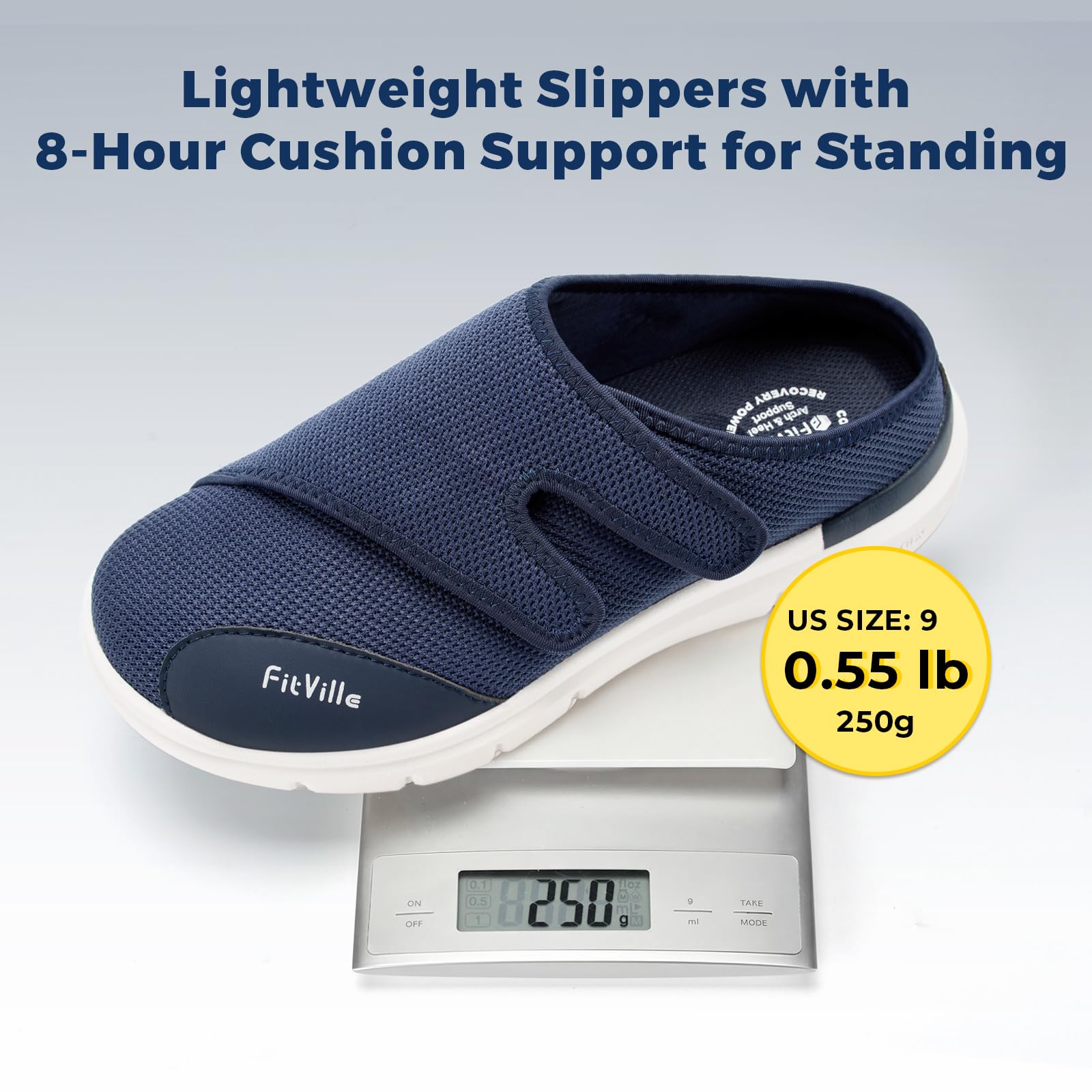 FitVille Zapatillas Diabéticos para Hombre Extra Anchas Pantuflas Antideslizantes para Pies Hinchados Zapatos Especiales para Diabeticos Hombre Aliviar el Dolor de Pies