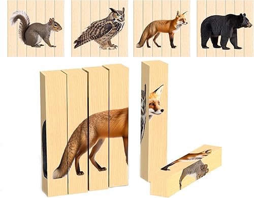 Miniatura 8 de Rompecabezas de madera con piezas gruesas de animales para niños pequeños de 2 años en adelante - Juguete de bloques de animales de safari