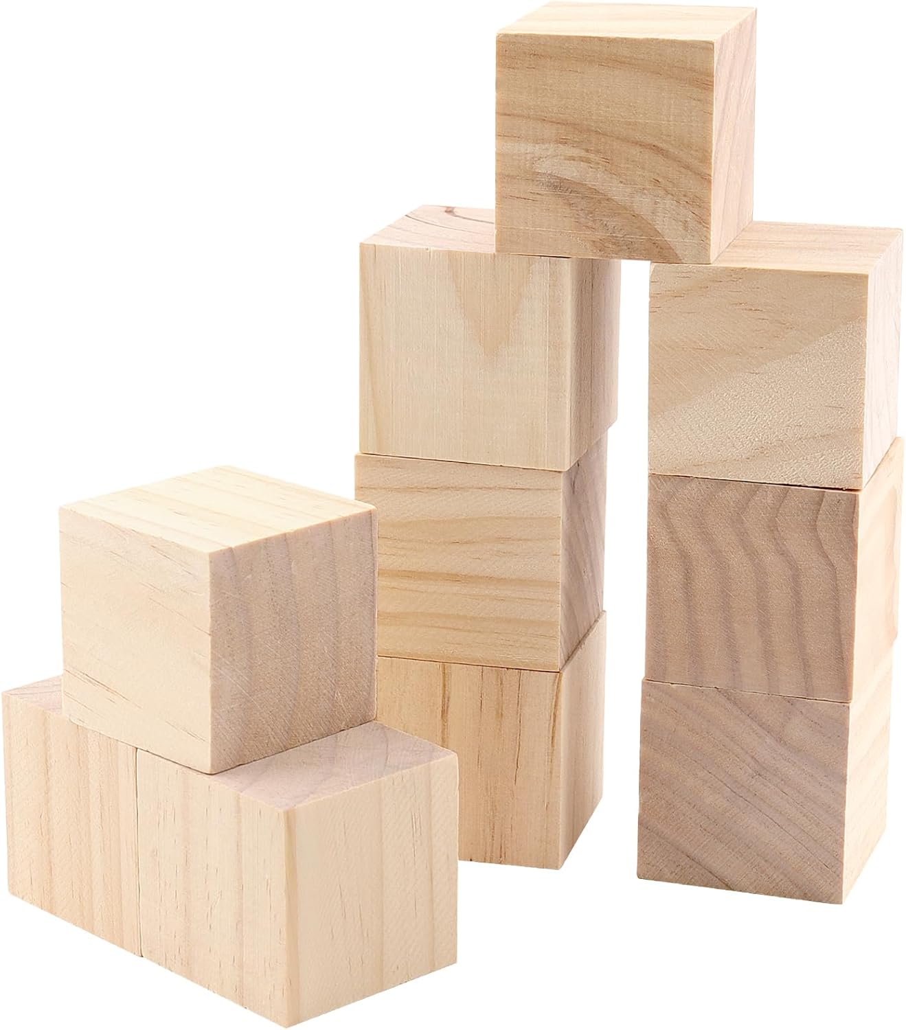 SOUJAP 60pcs 2 Inch Wood Cubes, Unfinished DIY Wooden Cube Blocks, Square Wood Blocks for DIY Crafts
