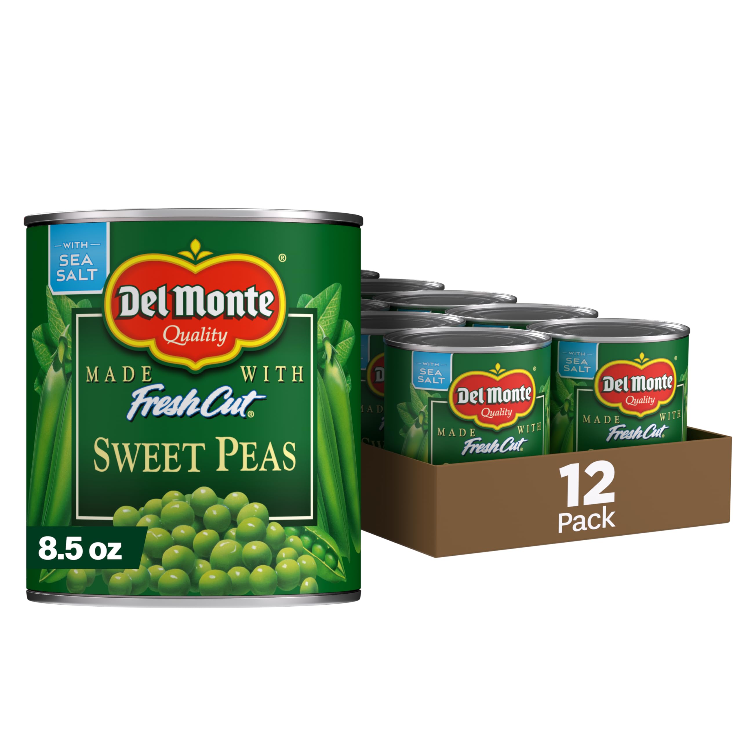 Del Monte FRESH CUT Sweet Peas, Canned Vegetables, 12 Pack, 8.5 oz Can