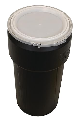Miniatura 82 de Eagle Tambor de plástico de 55 galones con tapa, cerradura de palanca de metal, 39.1 x 23.8 pulgadas, paquete de laboratorio de cabeza abierta hecho