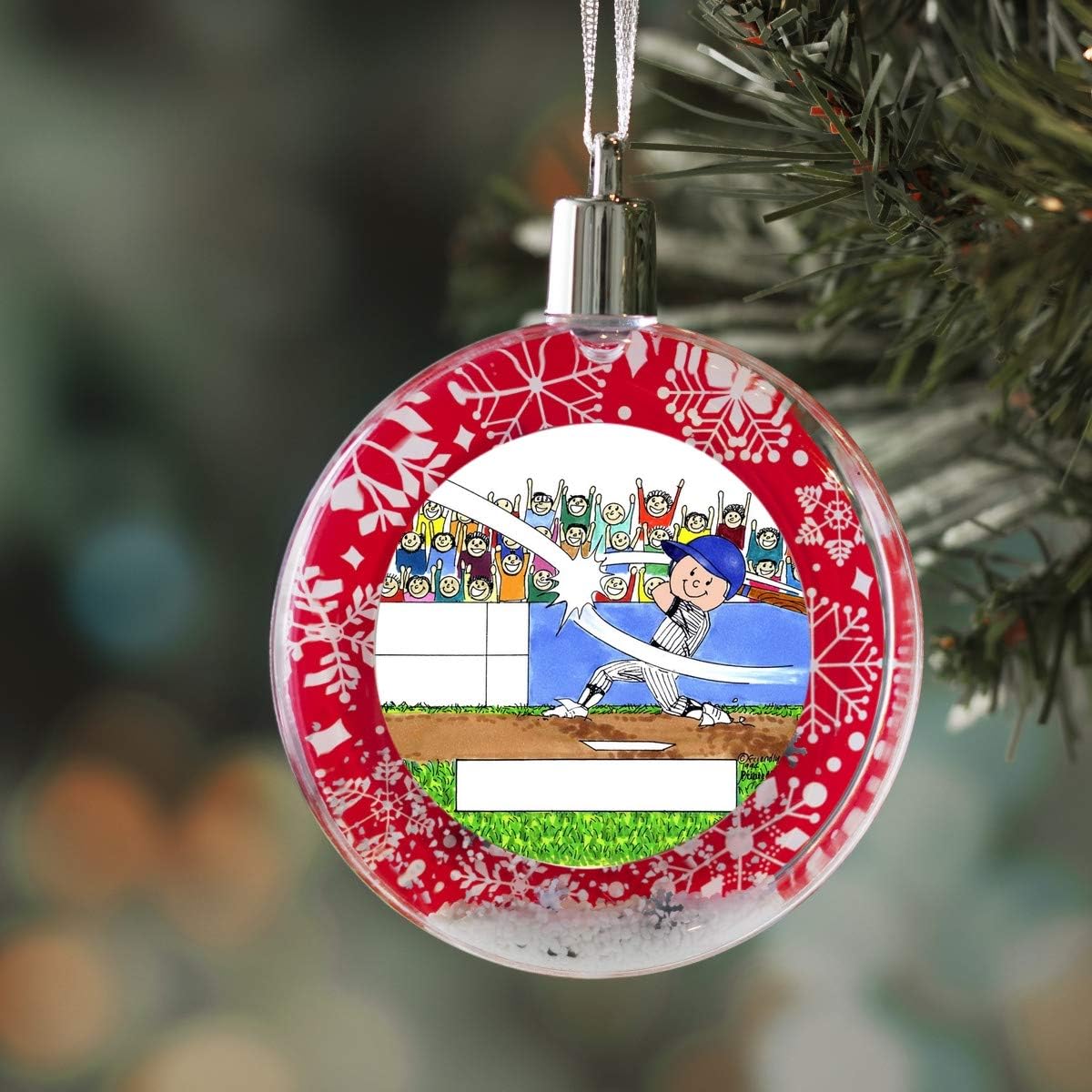 PrintedPerfection.com Personalized Friendly Folks Baseball Player - Male Christmas Snow Globe Ornament