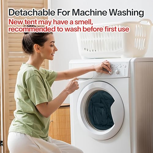 Miniatura 8 de LEEDOR Tienda de campaña de ensueño, toldo para cama, refugio, cabina, privacidad, cálida, transpirable, plegable, individual, matrimonialqueen,