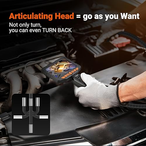 Miniatura 6 de Boroscopio articulado de 0.24 pulgadas Cámara endoscopio articulado de dos vías con cámara de inspección Light NIDAGE con pantalla HD de 5 pulgadas,