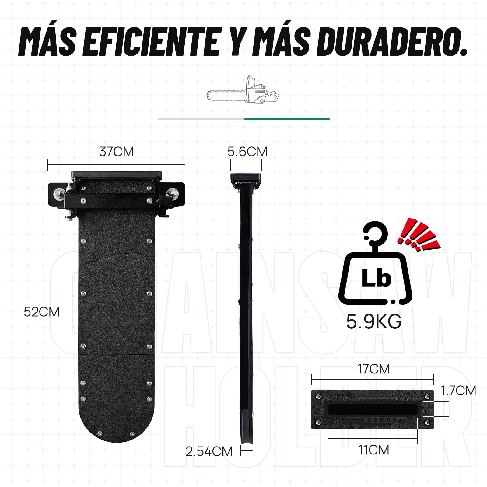Zozen Soporte motosierra resistencia tractor Apertura lateral Universal | 5,9kg Compatible con sierras de todos los tamaños,Funda sierra, Montaje ATV/Camión,Antivibración, Portátil,Transporte seguro.