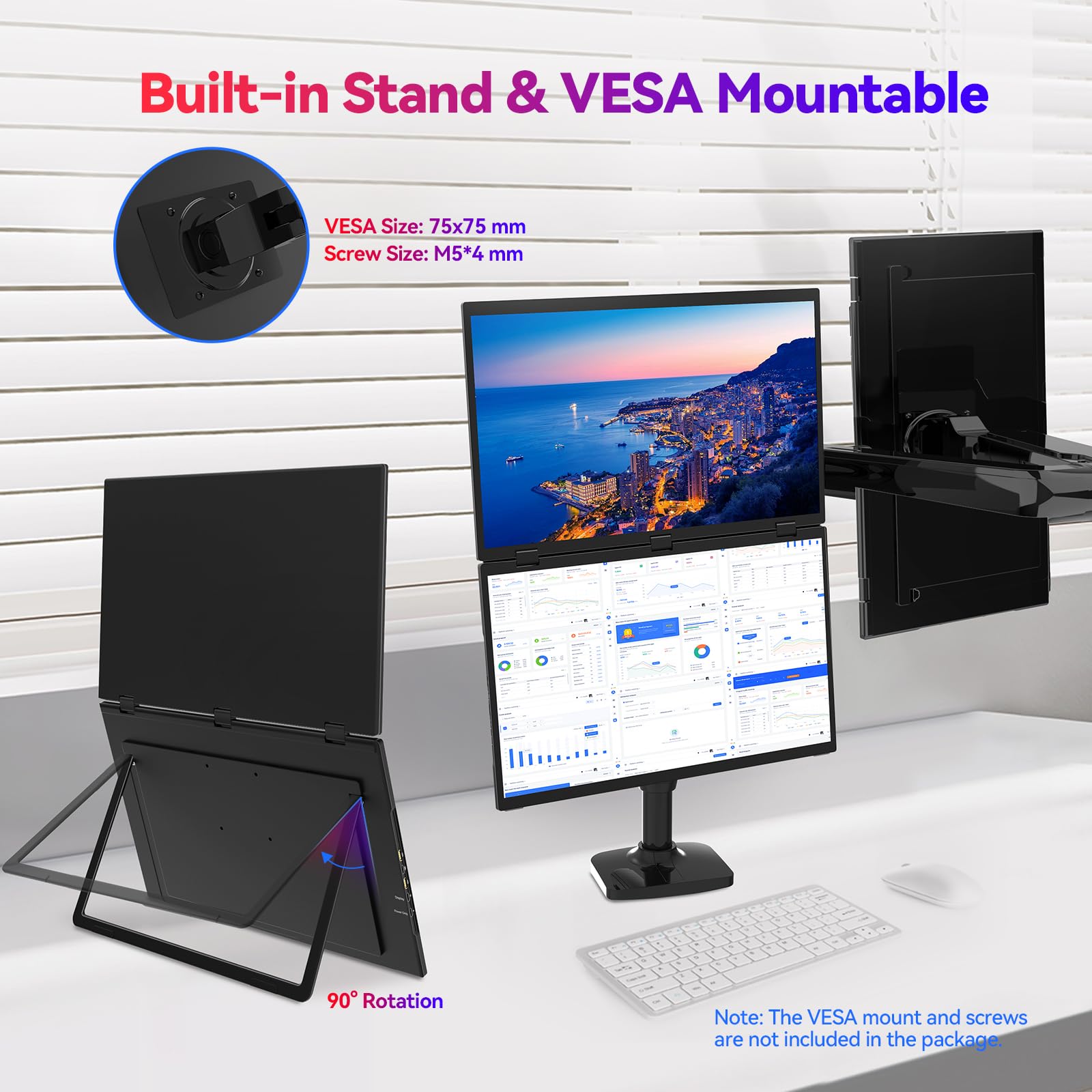 Amazon.co.jp: AUSDOM 18.5インチ スタックデュアルポータブルモニター