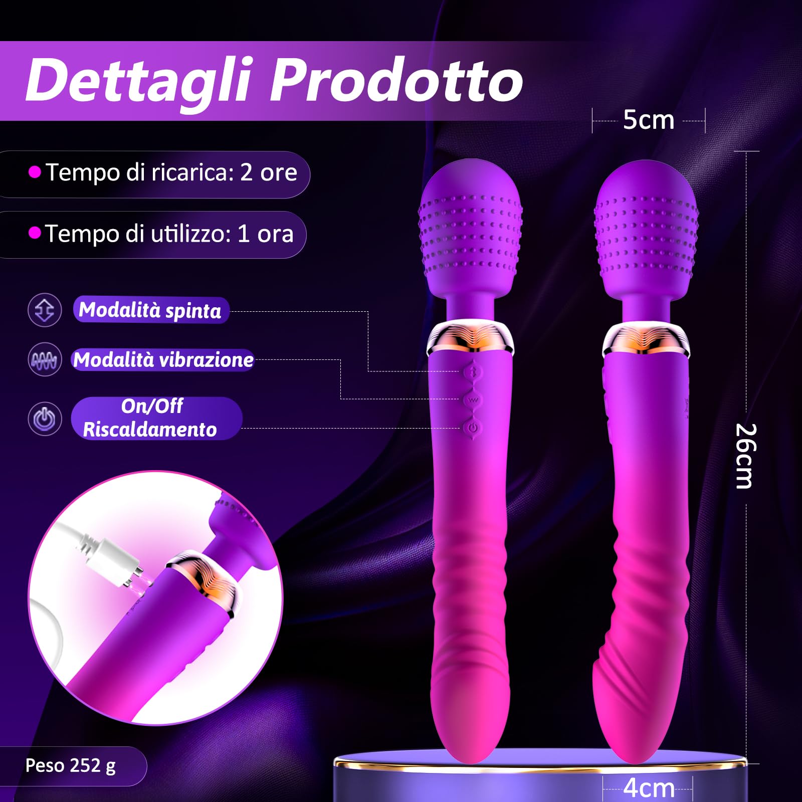 Vibratore Bacchetta Massaggiante Dildo Telescopico Sex Toys, Vibratoreper Donna con 10+5+Riscaldante Sexytoysys Coppia, Vibratoreper Donna Professionale Vibratori Stimolazione Clitoride Punto G