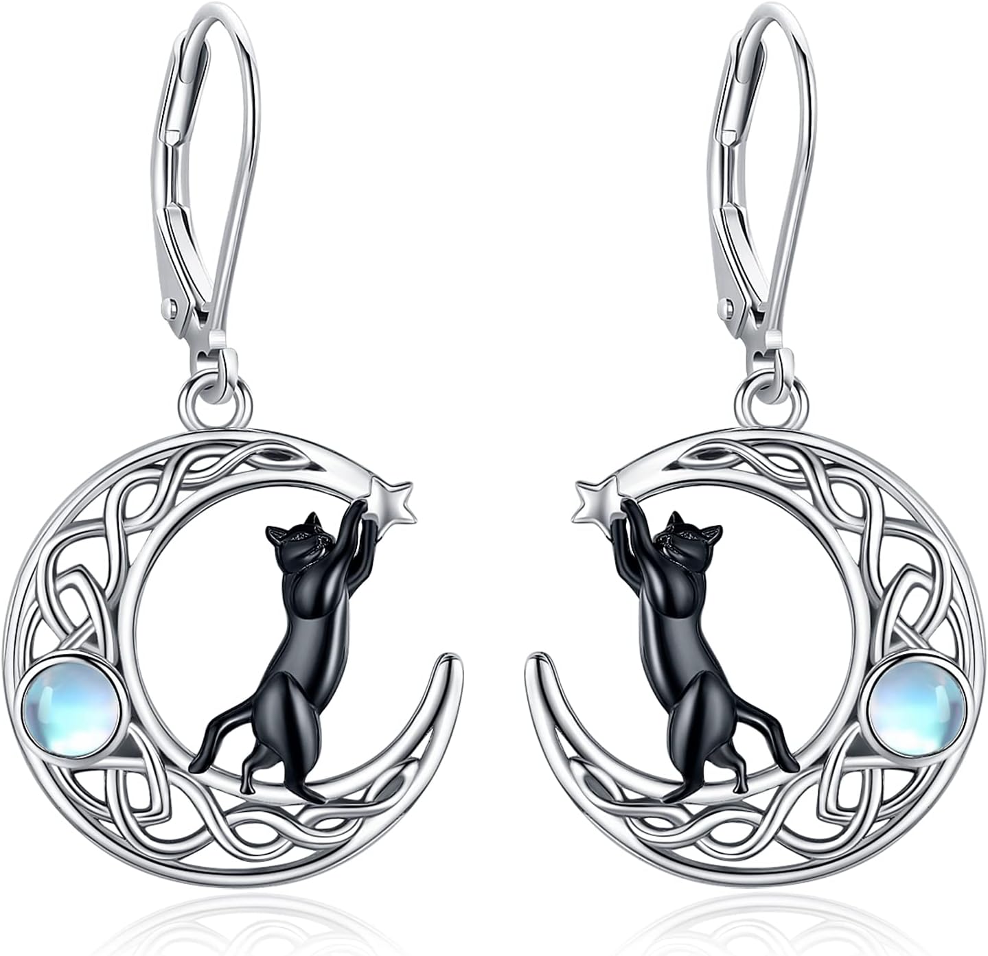 Sterling Silver Tree of Life/Flower/Bee/Animals/Cat/Hummingbird Dangle Earrings Moonstone Turquoise Drop Leverback Earrings Jewelry Gifts