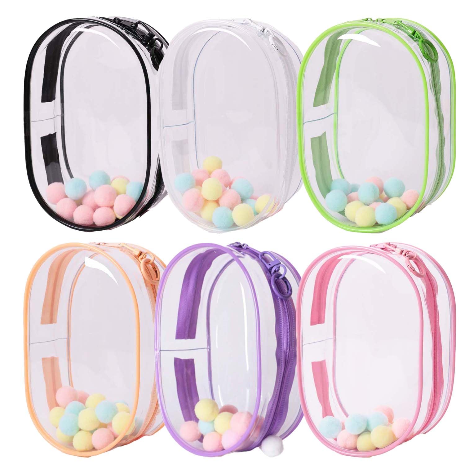 2Sets 18CM Crystal Clear PVC Doll Display Case, Hanging Dust-Proof Protector with Pompom Keychain - Image 4
