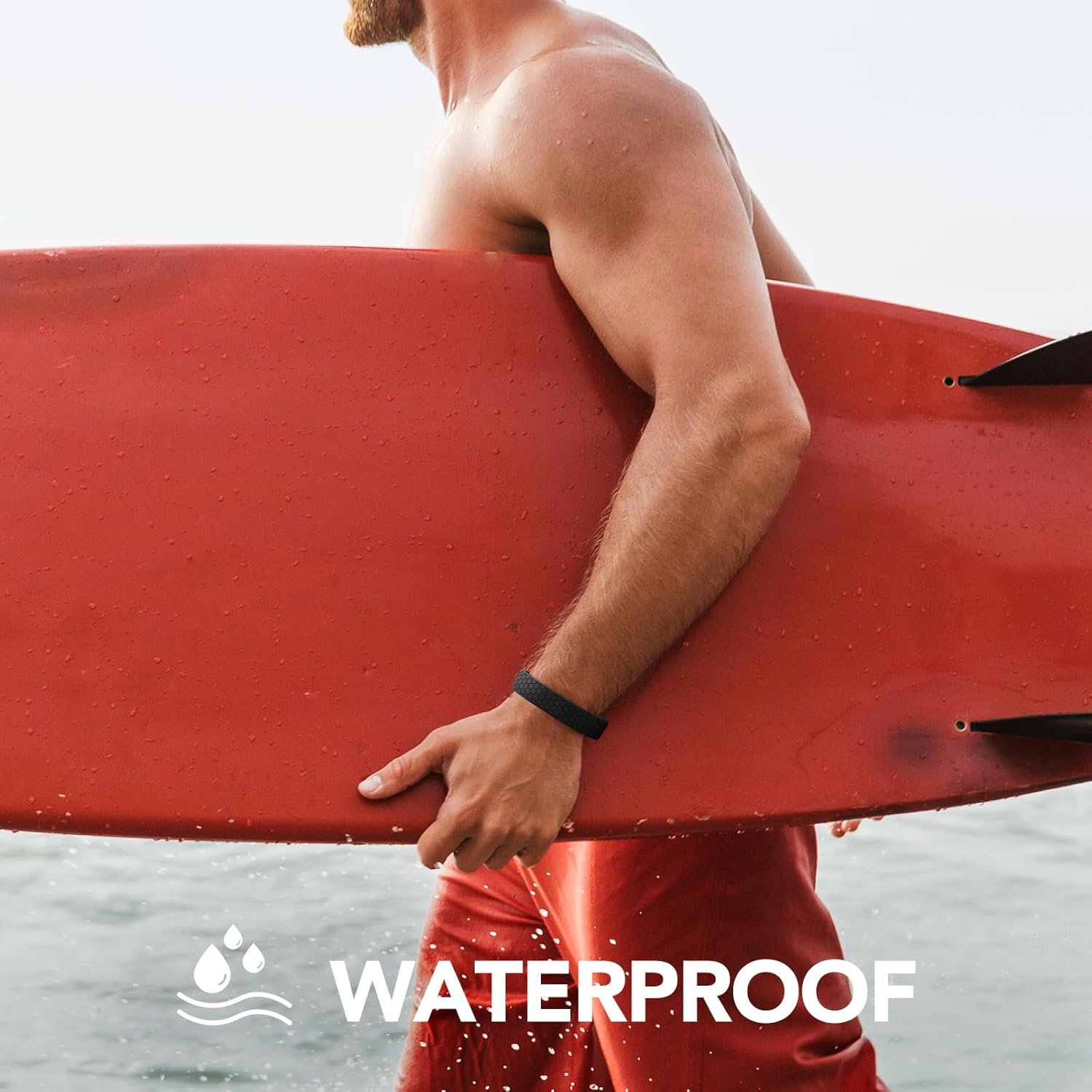 King Will Adjustable Silicone Bracelet for Men 10"" Breathable Rubber Wristband Designed with Lighting/Squares, Black/Grey - Image 4