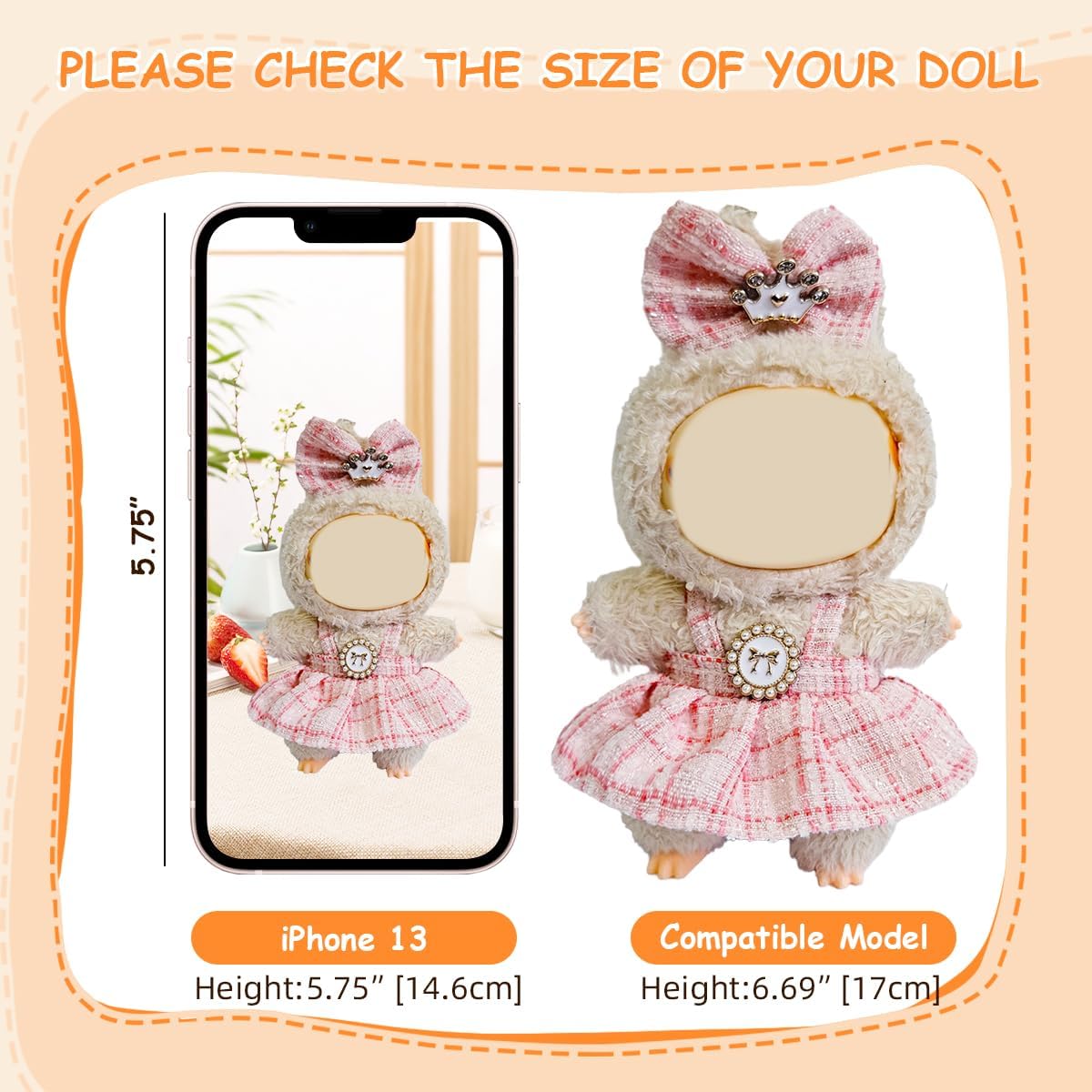 3 Pack Compatible for Labubu Clothes,17cm Doll Clothes Set,Luxury Designer Outfits,Cute Birthday Party Costumes,Valentines Day Gifts for Her Him,Stylish Fashion Wardrobe Accessories for 17cm Dolls