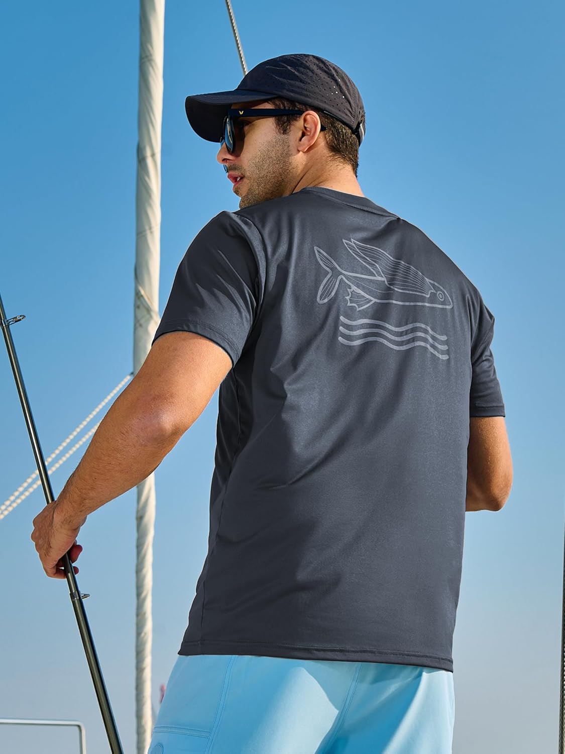 NORTHYARD Mens Swim Shirt Rash Guard UPF 50+ Quick Dry Short Sleeve Fishing Shirts Sun Protection Shirt Beach Water Swimming - Image 3