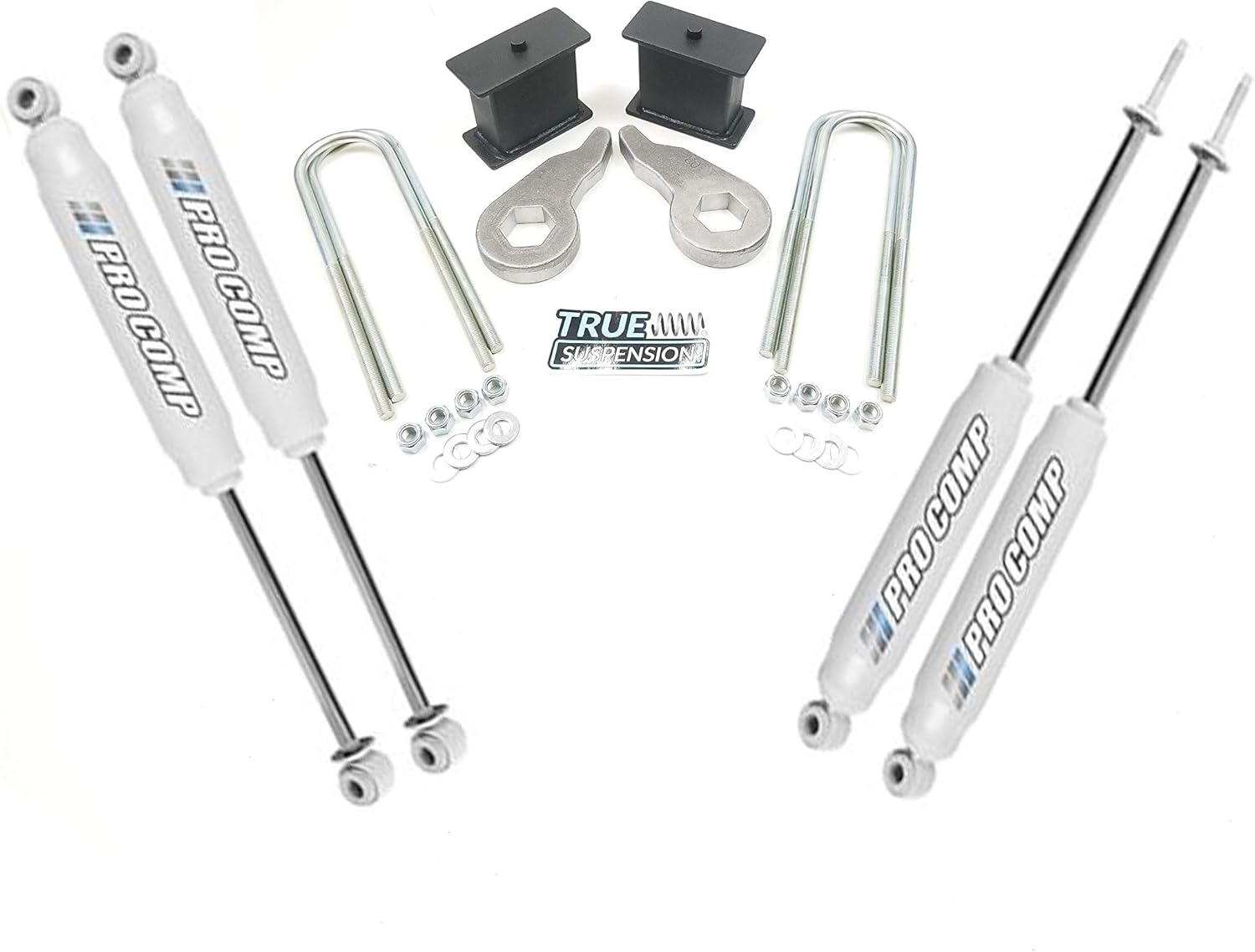 Compatible with Chevrolet GMC Silverado Sierra K1500 88-98 Pickup Truck Lift kit Front Adjustable 1-3" Torsion Keys + 3" Lift Steel Block Kit + ProComp Es9000 Nitrogen Charged Shocks