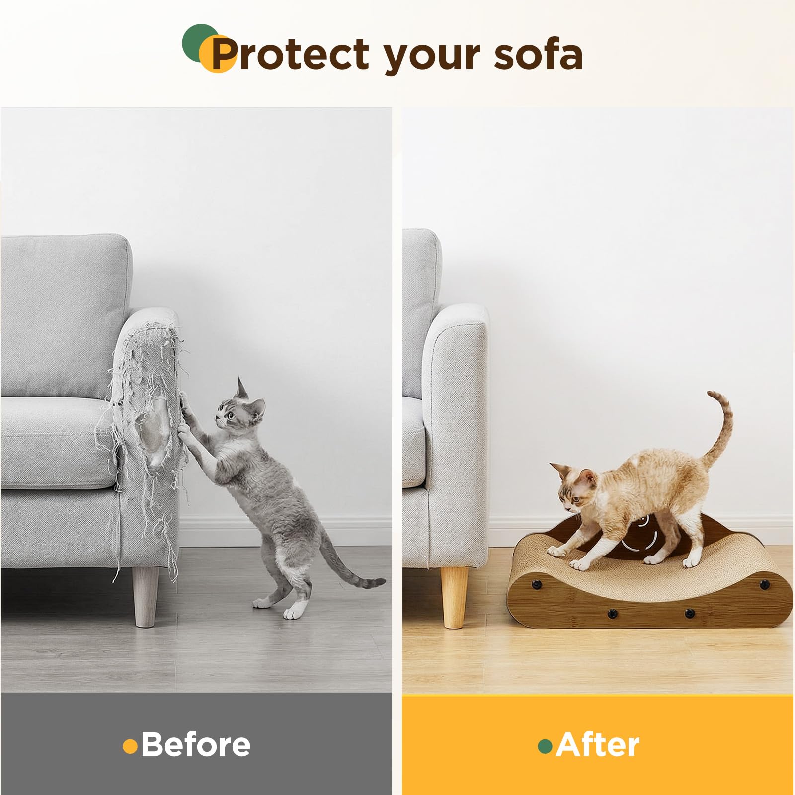 Gimars Rascador para Gatos de Cartón Ondulado en Forma de Sofá, Cama y Mueble Rascador, Protección de Muebles, Lounge para Gatos (Nogal, 43 cm)
