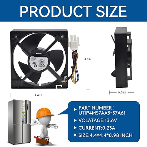 Miniatura 2 de Motor de ventilador de evaporador de refrigerador WR60X25858 WR60X10340 (OEM) compatible con GE, reemplaza U11P14MS7AA3-57A61, PS12727431,