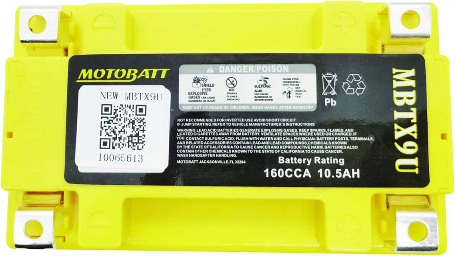 MotoBatt DB Electrical MBTX9U New Battery for Motobatt Battery 10.5Ah, Honda, Bmw, Ktm, Mv, Yamaha, E-ton, Kymco, Sym, Kasea, Husaberg, Hyosung, Triumph, Artic Cat, Polaris Motorcycle Atv YT12A-BS