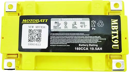 Miniatura 4 de MotoBatt Batería AGM sellada MBTX9U de 12 voltios y 10,5 Ah sin mantenimiento