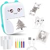 Bunnyboo Mini Thermal Printer, Bluetooth Labler Maker, Portable Label Printer, Mini Printer Compatible with Android and ios, Printable Photos, Lists, QR Codes, Notes Blue