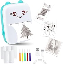 Bunnyboo Mini Thermal Printer, Bluetooth Labler Maker, Portable Label Printer, Mini Printer Compatible with Android and ios, Printable Photos, Lists, QR Codes, Notes (Blue)