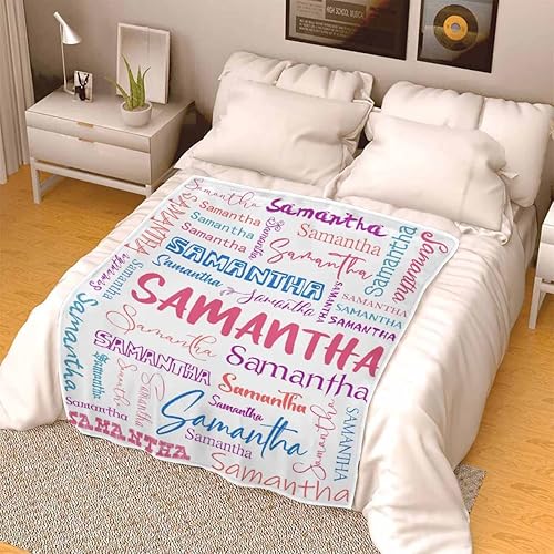 Miniatura 5 de Manta personalizada con nombre con fuente diferente y colorida para niños, mujeres y hombres, divertida decoración personalizada para el hogar, cama