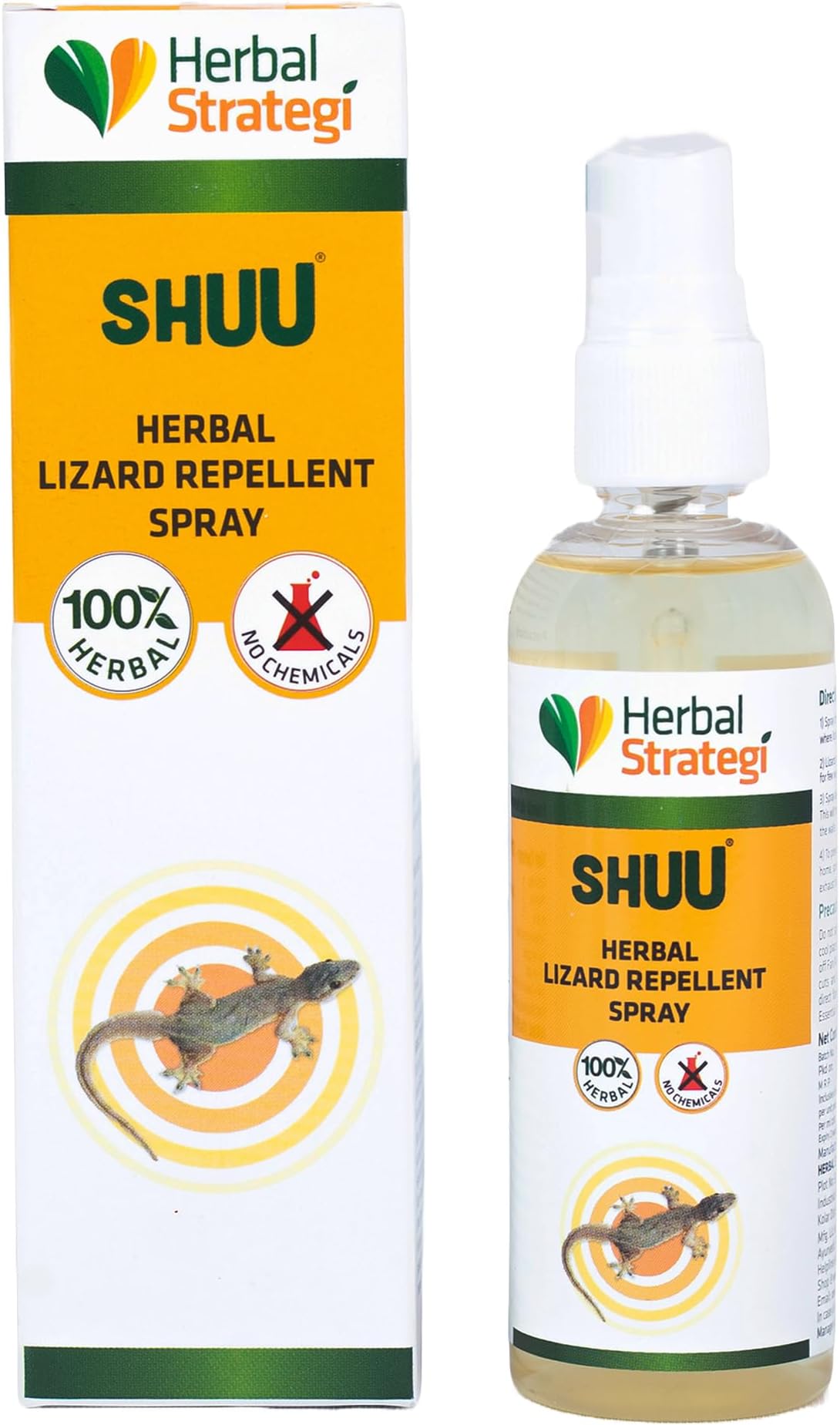Herbal Strategi Lizard Repellent Spray - 100ml | Smarter way to Shuu Lizards away | 100% Herbal and Chemical free | Baby and Pet safe | Certified Ayurvedic | Effective on all types of Lizards