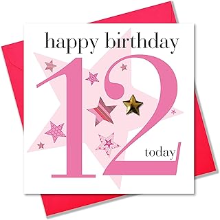 Claire Giles Ages Age 12 Girl Birthday Card, AGE12G,Pink,150mm x 150mm