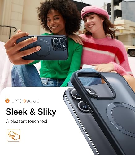 Vista 15 de TORRAS Funda Ostand ultra magnética para iPhone 15 Pro [compatible con MagSafe] [soporte resistente y soporte de anillo] grado mil, a prueba