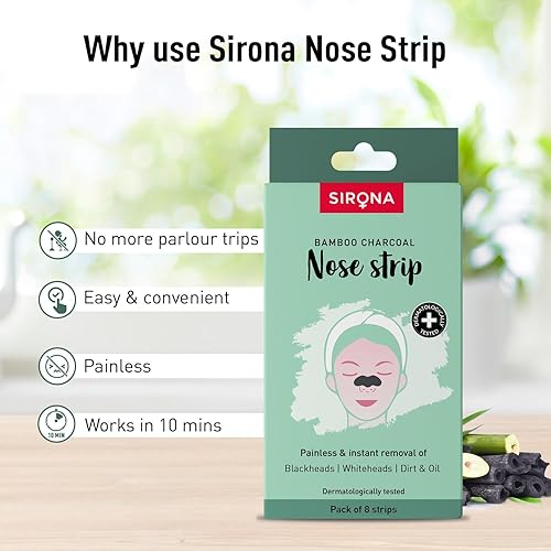 Miniatura 5 de Sirona Tiras de nariz de carbón de bambú para mujer, paquete de 8, eliminación instantánea e indolora de puntos blancos, puntos negros, limpiador de