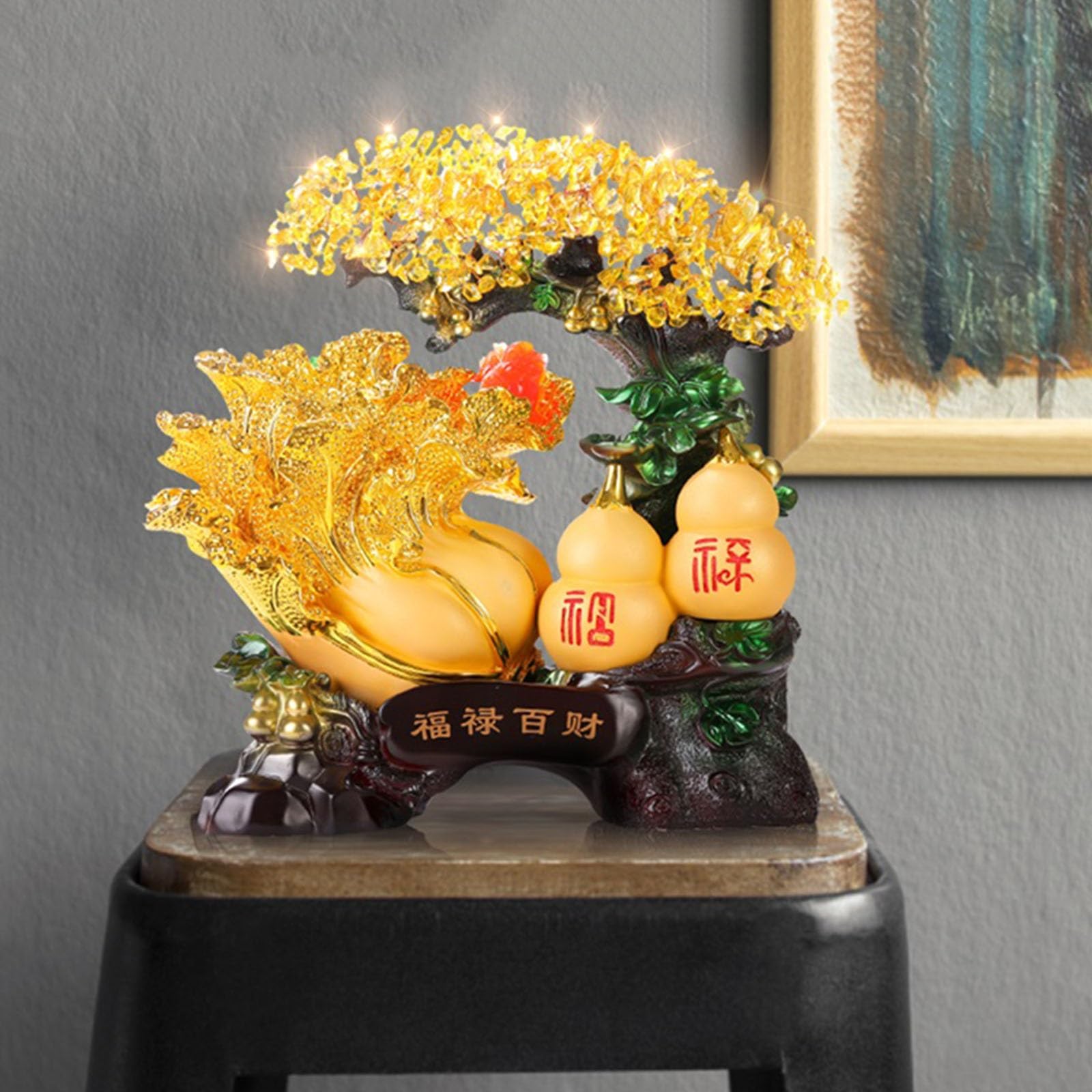 Ozdoby Kryształowe Drzewo Pieniądze Gem Feng Shui Statuetki bogactwa Dekoracja biura domowego - Duchowe ozdoby Drzewo Pieniądze (zielony)