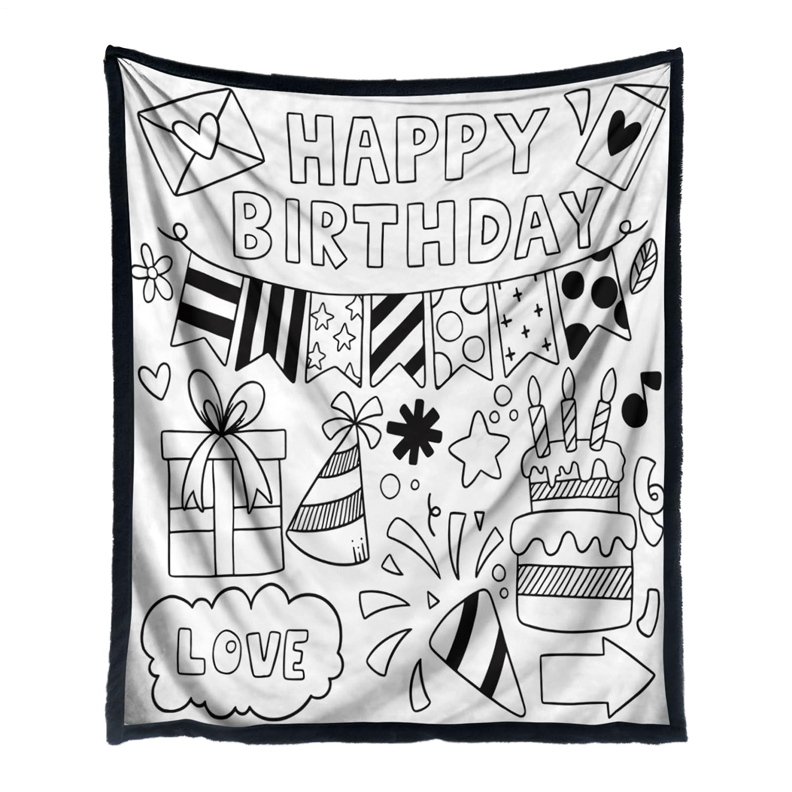 Couverture à colorier d'anniversaire en coton haut de gamme pour amateurs d'art